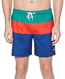 Original Penguin Men's Stripe Elastic Waist Volley Swim Short, Sodalite Blue, X Large