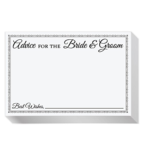 Jot & Mark Wedding Advice Cards for the Bride & Groom, Black & White, 4x6 Inches, Guest Book Replacement, Pack of 50 Cards