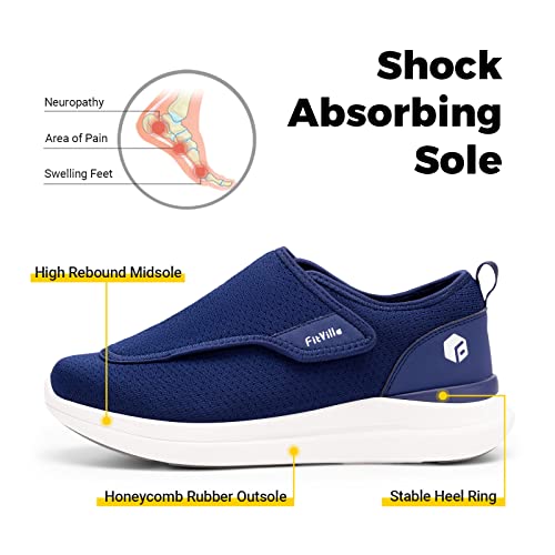 Fitville Diabetic Shoes For Men Extra Wide Slip-On Shoes For Swollen Feet Adjustable Walking Shoes For Elderly Foot Pain Relief Neuropathy - Easytop Wings #TOP3
