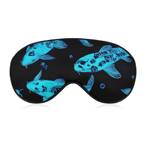Glow in The Dark Fish Sleep Mask Eye Shade Cover Adjustable Strap for Travel Lunch Break Women Men