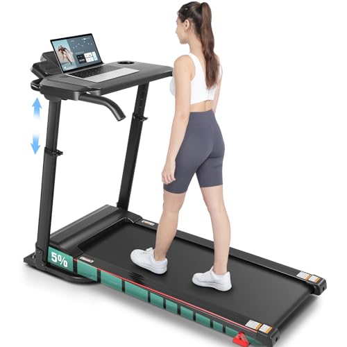 Image of Treadmill with Desk Workstation, Adjustable Height Foldable with Incline, 3 in 1 Treadmill with Removable Desk, Treadmills for Home Small, Powerful Walking Running Machine(Black)
