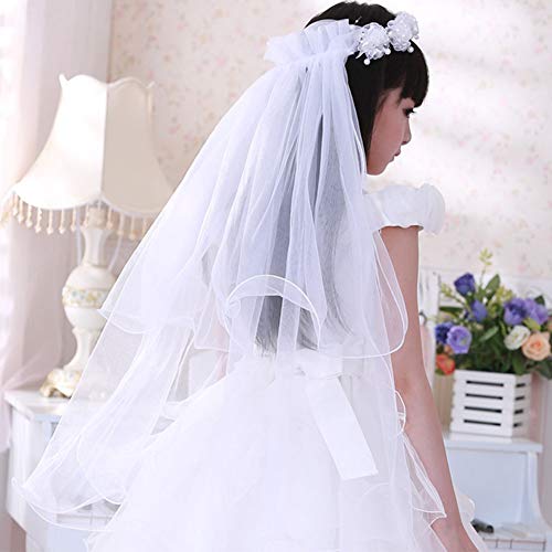 WISSBLUE Girls Veil First Communion And Gloves,For girls veil first communion2