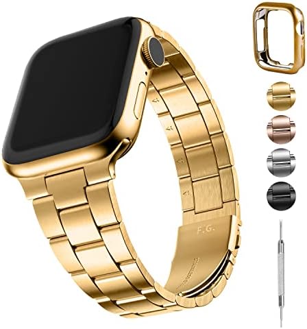 Fullmosa Metal Apple Watch Straps 42mm 44mm 45mm 49mm Upgraded Version Stainless Steel iWatch Replacement Bands with Case for Apple Watch Ultra Series 8/7/6/5/4/3/2/1/SE/SE2