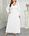 Talisea Plus Size Wedding Dress for Bride White Formal Gowns Bridal Shower Elegant Long Sleeve Lace Chiffon Long Maxi Dresses