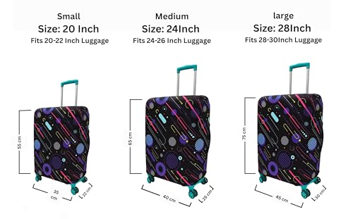 Image of Printed Luggage Cover for Traveling Bag & Suitcase - Stretchable & Scratchproof Trolley Protector with Velcro Lock & Lightweight Washable Material(Suitcase Bag Not Included, Only Cover in Product)