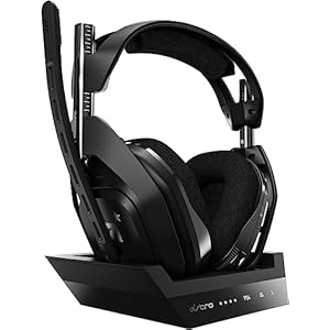 ASTRO Gaming A50 Wireless Headset + Gaming-Ladestation, 4. Generation, Dolby, ausgleichender Gaming-Sound und Stimme, 2,4-GHz-Verbindung, PS5 (HDMI-Adapter erforderlich), PS4, PC, Mac – Schwarz