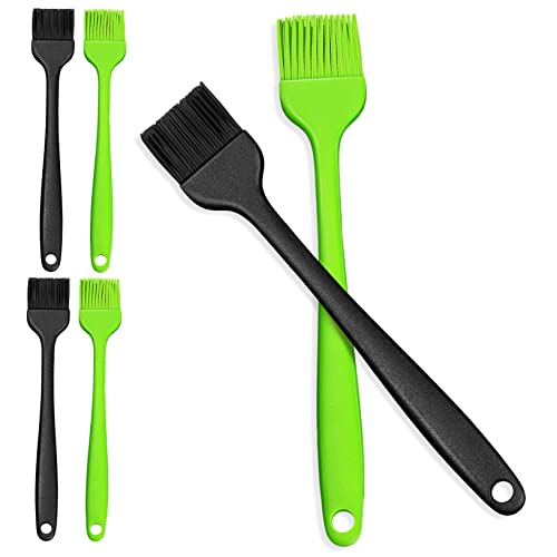 OUNONA 6pcs Heat Resistant Silicone Basting Brush Kitchen Utensils for Baking Grilling Barbecue Lightweight Comfortable Grip with Hanging Design for Sauces Marinades