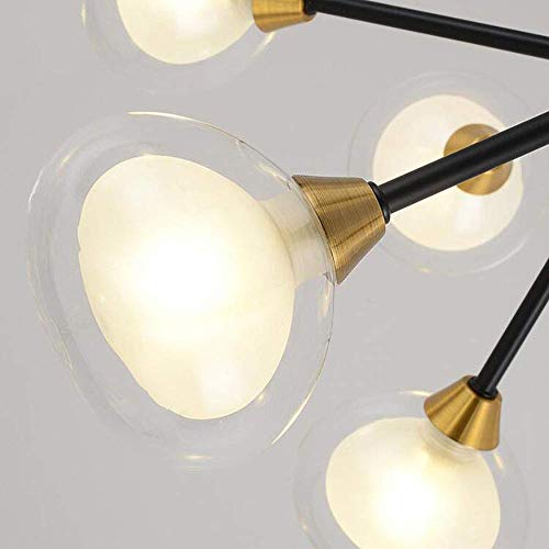 Candelabro Mid Century Modern de 5 luces en acabado negro y bronce de lujo 5