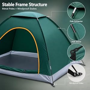 Wind Tour Easy Setup Breathable Mesh Tent for Backpacking & Outdoor Green — photo 5 of 6