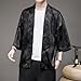 HZCX FASHION Mens Silk Satin Robe Summer Lightweight Dragon Kimono Shirt Cardigan Open Front 3/4 Sleeve Hanfu Chinese Jacket(880 Black,XX-Large)