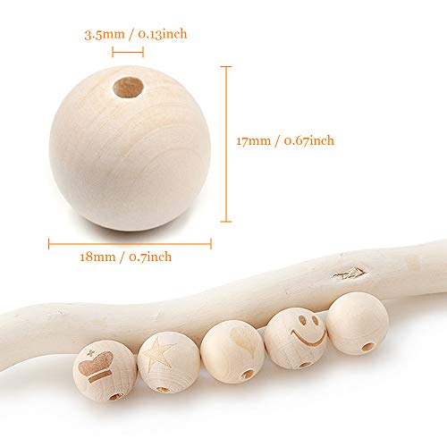 Hagao Natural Wood Beads Round Ball Wooden Loose Beads Unfinished Wood Spacer Beads For Craft-Making 100Pcs (18Mm) #TOP1