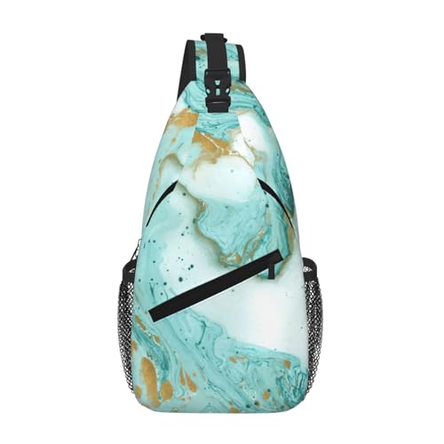 Sac à dos à bandoulière léger au motif marbré turquoise unique