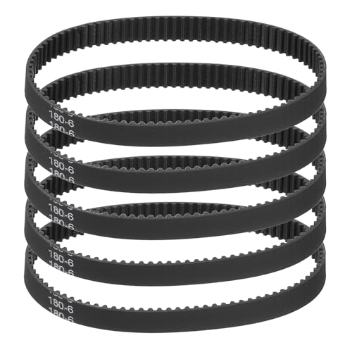 sourcing map 180mm GT-2 Timing Belt 6mm Width 2mm Pitch Black 5pcs