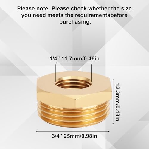 Image of lasuroa 2pcs Brass Reducer Hex Bushing, 3 /4 inch NPT Male to 1 /4 inch NPT Female Heavy Duty Threaded Pipe Fitting Reducer Adapter for Plumbing Gas Hydraulic Systems