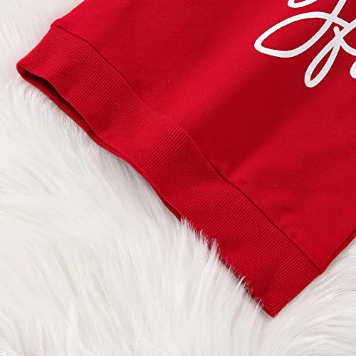 Toddler Girls Fall Clothes First Christmas Letter Print Sweatshirt Pullover+Red Flared Pants Baby Christmas Outfits4