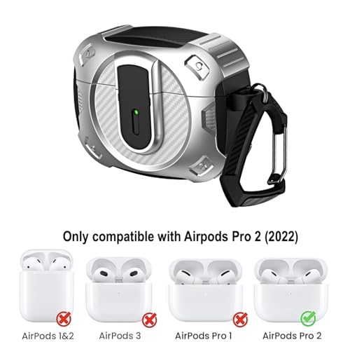 Image of YODI Case Cover for Airpods Pro|Pro 2|Airpods Pro 3|Airpods 4 Pouch, Silicone Cases with Cleaner Kit 360 Drop Protection,Shock-Resistant ((Rugged Silver), Airpods Pro /Pro 2)