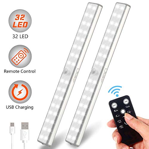 Preisvergleich Produktbild Litake LED Schrankbeleuchtung,32 LED USB Wiederaufladbar Fernbedienung Kabellos Unterbeleuchtung,Nachtlicht für Küche Wandschrank Kabinett Kleiderschrank, 2 Pack