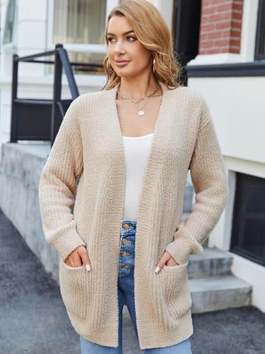 Image of Snuggle Sac Cardigan Sweaters for Women with Pocket Trendy Casual Long Sleeve Tops Open Front Fall Winter Coats