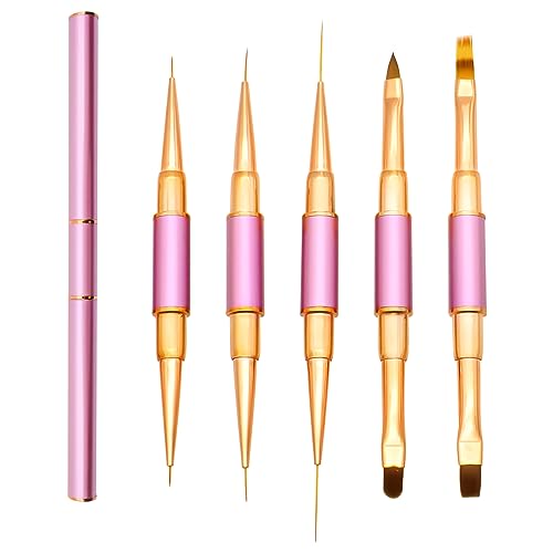 Lokaloka Pennelli Unghie Gel Sottile Nail Art Professionali con Tappo e Ombre, 10 Teste Pennello Doppia Estremità French Penna Pennellino Set per Ricostruzione Acrigel Semipermanente