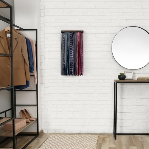 Mkono Tie Rack Wall Mounted Belt Hanger Holder Rustic Wood Tie Organizer For Men Closet Max Up 20 Storage For Ties Belts Scarf thumb #3