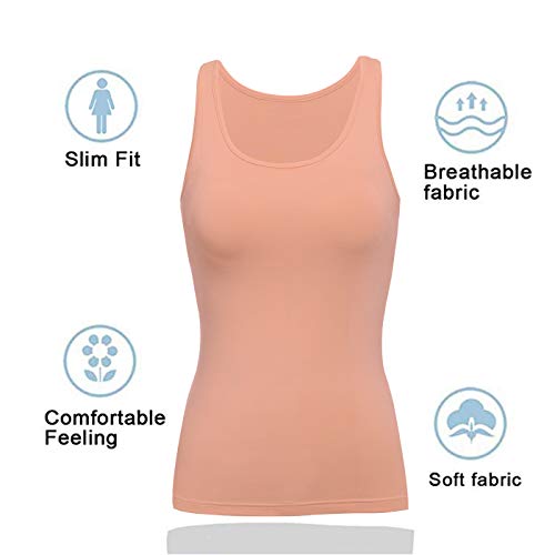 Image of Camisoles for Women with Built in Bra,Basic Yoga Top Layering Tank Top Padded Bra Undershirt(S-3XL)
