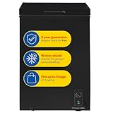 Russell Hobbs Black Chest Freezer 99L Freestanding with Adjustable Thermostat & Feet, Chill or Freeze Function, 4 Star Freezer Rating & Suitable for Outbuildings & Garages RH99CF0E1B
