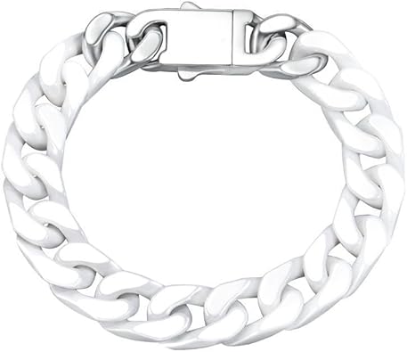 Cuban Link Bracelet for Men,12mm Ceramic Cuban Bracelet,White Bracelet for Men,Jewelry Gifts for Him