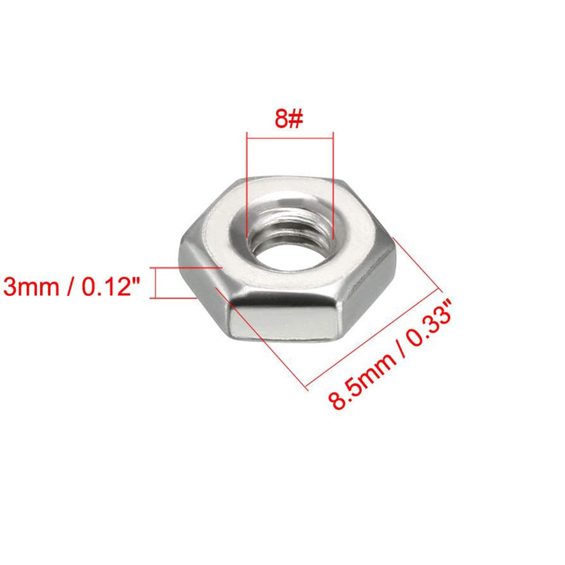 TA-VIGOR 100Pcs Hex Nuts, 8#-32 UNC Self Locking Nuts - Image 2