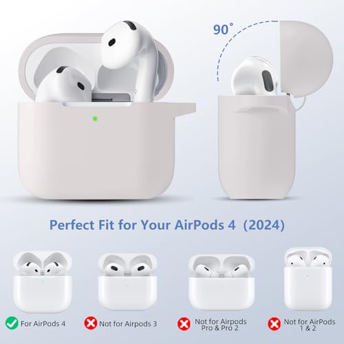 Dgege for Airpods 4th Generation Case Cover(2024),Soft Silicone Full Protective Case for AirPods 4 Case with Keychain & Cleaner Kit,Compatible with Apple Airpods 4 for Women,Men（Starlight） by DGege - Used condition - Image 2