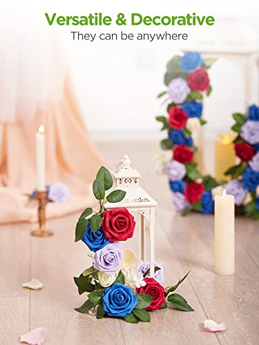 Innogear Artificial Flowers, 50 Pcs Faux Flowers Fake Flowers Lilac Roses Perfect For Diy Wedding Bouquets Centerpieces Bridal Shower Party Home Flower Arrangement Christmas Decorations #TOP4