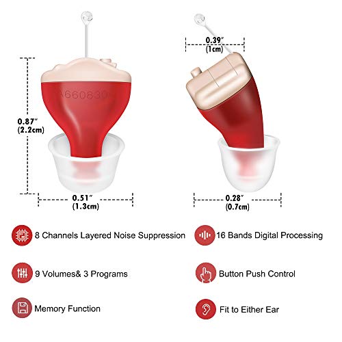 LAIWEN Digital Hearing Amplifier Aid 8 Channels Mini Sound Amplifier with Background Noise Reduction for Adults and Seniors, Fit to Right and Left Ear - Thumbnail 3