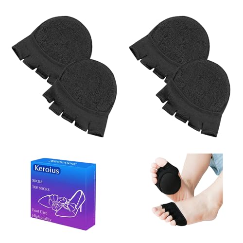 Image of Women Toe Topper Socks,Five-Toes No Show Liner Socks Ball of Foot Cushions Half Non Slip Invisible Forefoot Sock
