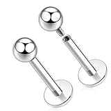 GAGABODY G23 Titanium 16G 3mm Ball Internally Threaded Labret Helix Cartilage Tragus Monroe Lip Studs Earring Piercing 8mm