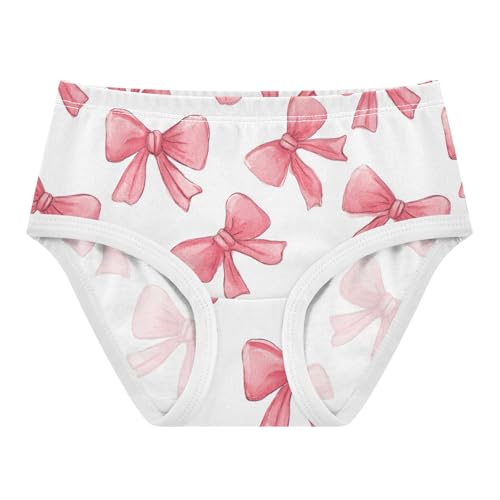 Wusikd Watercolor Pink Bows Ribbons Girls' Underwear Cotton Girls Briefs Soft Toddler Underwear 2T