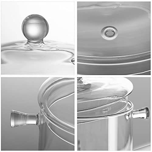 AEFPOYMXU Clear Glass Simmer Pot for Stove Potpourri Cooking Saucepan with Cover Cookware Set Heat-Resistant Stovetop Pot And Pan with Lid, Soup, Milk, Baby Food,Fruit and Spices 1.5L/ 50 FL OZ by AEFPOYMXU - Image 3