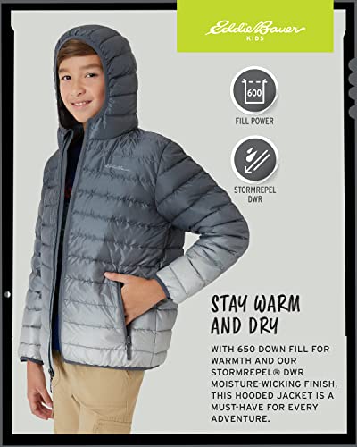 Eddie Bauer Kids' Jacket - Cirruslite Weather Resistant Down Coat For Boys And Girls - Insulated Quilted Bubble Puffer (3-20), Size 14-16, Iron #TOP3
