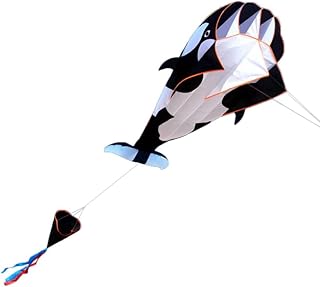 Gcroet Cometa sin Marco 3D Parafoil Suave Ballena Gigante Cometa de Playa niños Juguete Divertido Negro Blanco
