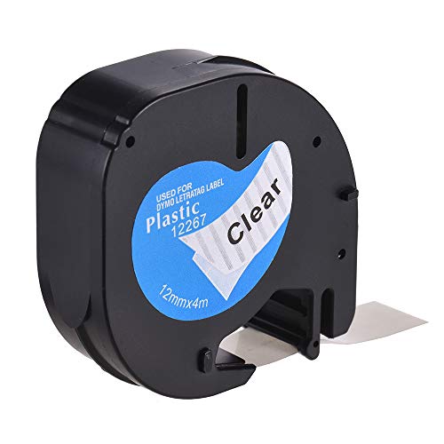 Domary Fita de etiquetagem 12267 Recargas autoadesivas de plástico com impressão em preto transparen