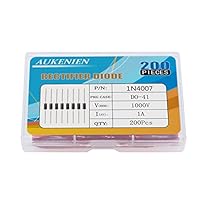 AUKENIEN 200 Stück 1N4007 Gleichrichterdiode 1A 1000V DO-41 Axial 4007 1 Amp 1000 Volt IN4007 Elektronische Silikondioden