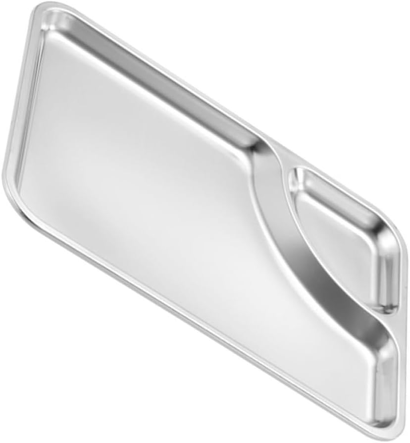 MAGICLULU Divided Stainless Steel Serving Tray for Dipping Sauces Multi-Function Chip Dish Restaurant-Grade Design for Fries and Sushi