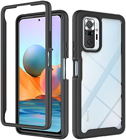 Niopiee for Xiaomi Redmi Note 10 Pro Case Hybrid Drop Protection Clear Case Heavy Duty Hard Rugged Anti-Slip Bumper Anti-Scratch Armor Protective Phone Cover for Redmi Note 10 Pro Black