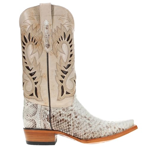 Vaccari Men's Oliver Genuine Natural Python Snip Toe Cowboy Western Boots3