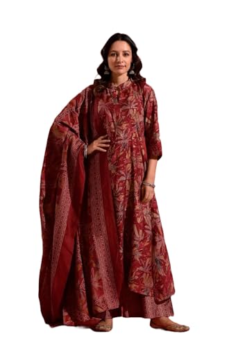 Ensemble kurta pour femme Yashika marron châtaigne imprimé M
