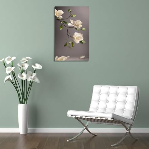 Décoration murale magnolia blanc moderne tableau fleur suspendre 40x60