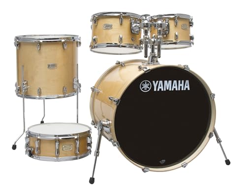 Image of Yamaha Stage Custom Birch 5pc Drum Shell Pack With a 20 inch Kick Drum and 14 inch Snare Drum in Natural Wood For Students and Working Drummers (SBP0F50NW) | 100% Birch Shells, Includes 20x17 Bass, 10x7 and 12x8 Rack Toms, 14x13 Floor Tom, 14x5.5 Snare, Remo Heads, Shell Pack Only