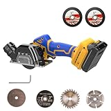 Cordless Cut Off Tool Compatible with Dewalt 20V MAX Battery 3' Mini Circular Saw Brushless with Removable Dust Cover 6 Saw Blades for Metal,Wood,Tile,Plastic (No Battery)