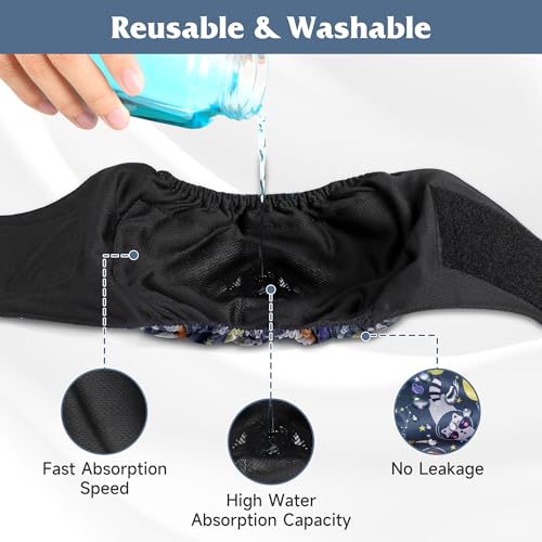 Image of 3 Pack Dog Diapers Male Reusable, High Absorbing Washable Dog Wraps, Male Dog Belly Band for Dogs with Incontinence or Frequent Urination(Large, Fox)