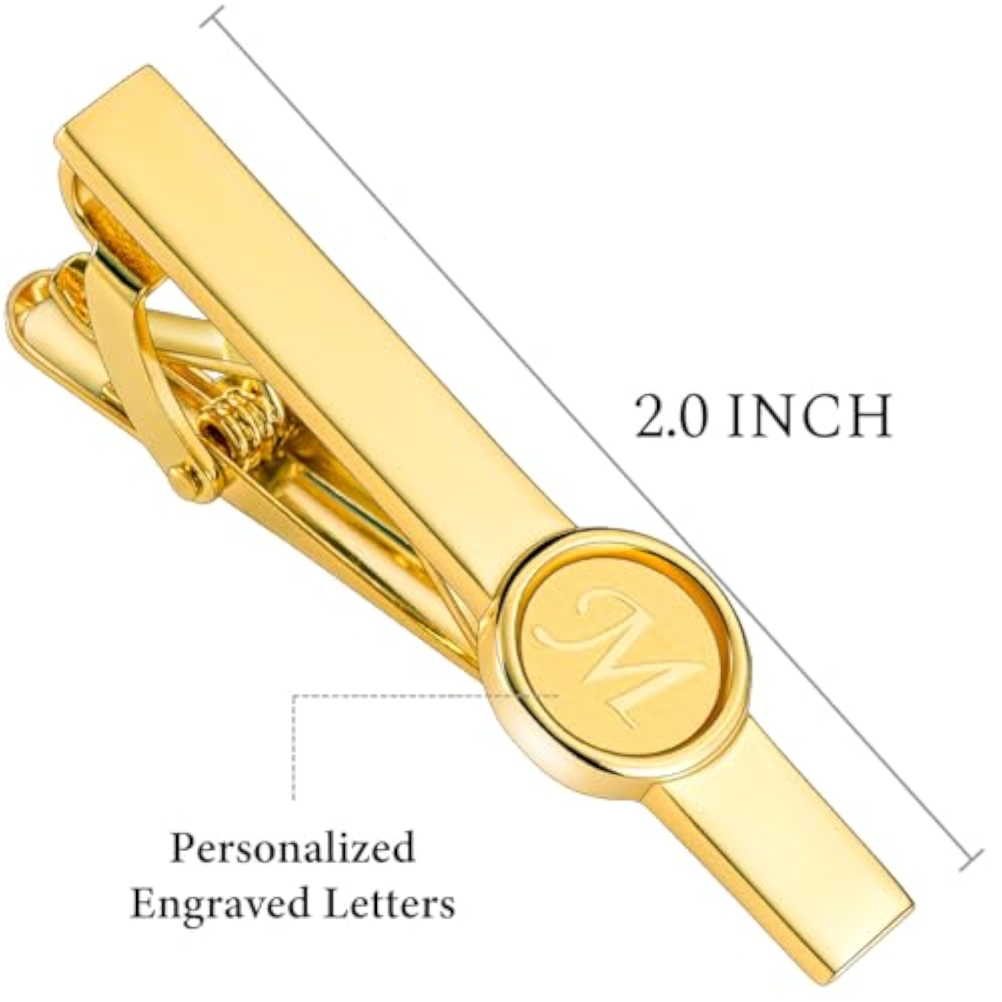 Men's Gold Engraved Letter Tie Clips & Cufflinks Set