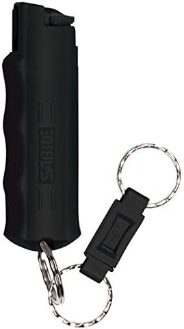 SABRE Red Pepper Spray - Police Strength - with Durable Key Case, Finger Grip, Quick Release Key Ring, 25 Bursts (Up to 5x Other Brands) & 10-Foot (3M) Range (Black (3 Pack))