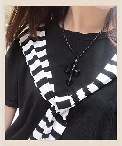 Black Obsidian Cross Necklace, Natural Obsidian Cross Healing Crystal Energy Stone Protection Amulet Charm Pendant Necklace for Women Men Couples Pendant Necklace with Adjustable Bead Chain3